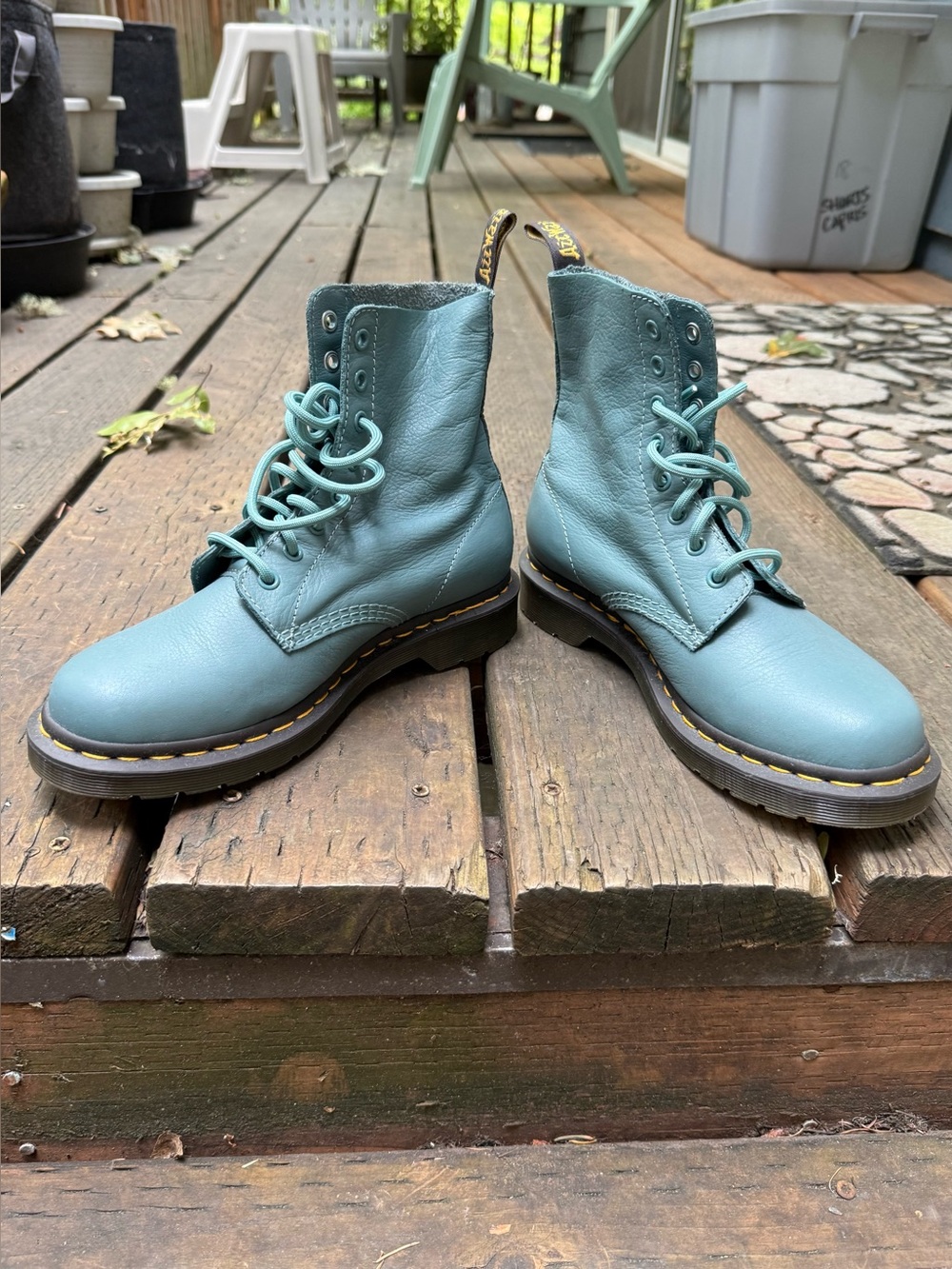 Dr. Martens 1460 Pascal Teal Dusty Blue 8-eye boot UK7 US9 discontinued EUC - Picture 2 of 7